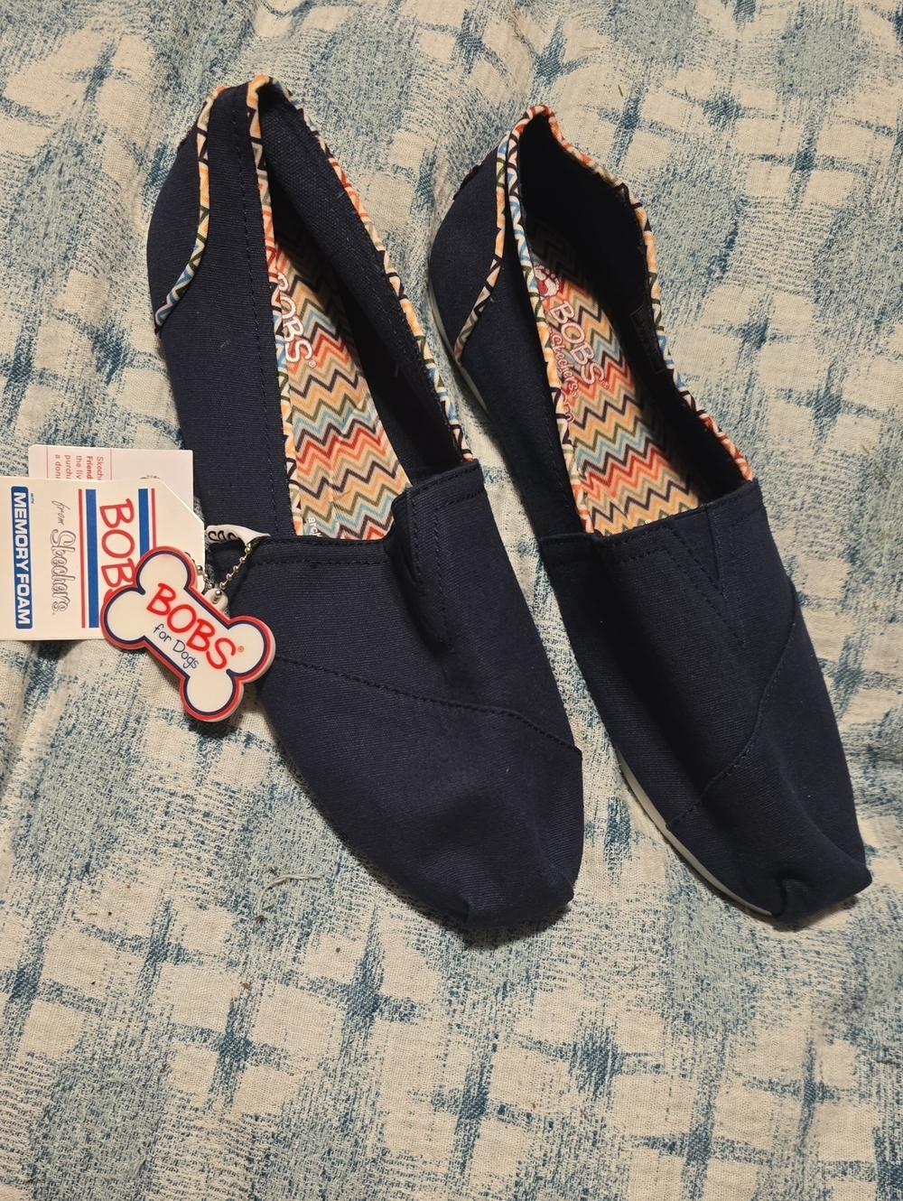 NWT BOBS For Dogs from Skechers Navy Canvas Slip-On Flats for Women